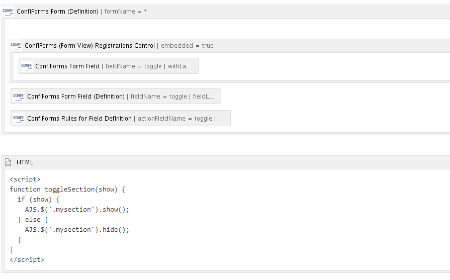 Using ConfiForms Definition Rules to execute custom Javascript to